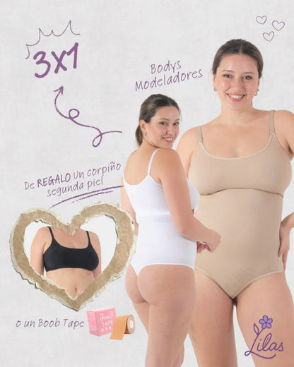 PROMO 3x1 | Body Modelador Premium + Corpiño Segunda Piel de REGALO